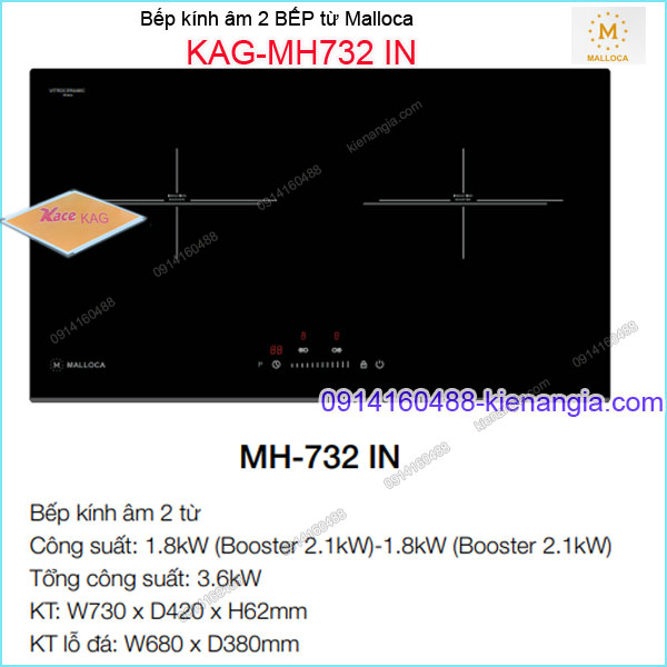 Bếp âm kính điện từ ,bếp từ Malloca KAG-MH732IN