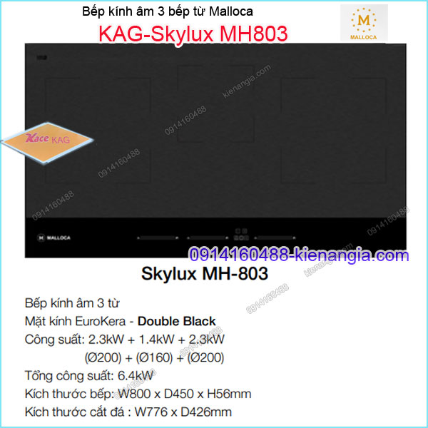 Bếp âm kính điện từ ,bếp từ Malloca KAG-Skylux-MH803