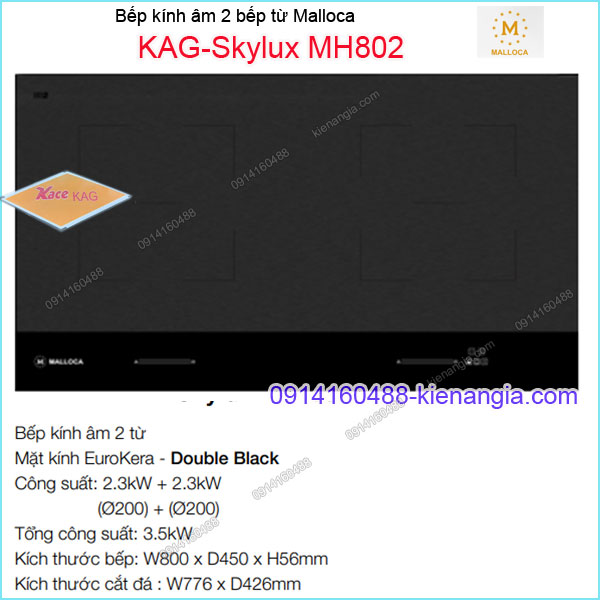 Bếp âm kính điện từ ,bếp từ Malloca KAG-Skylux-MH802