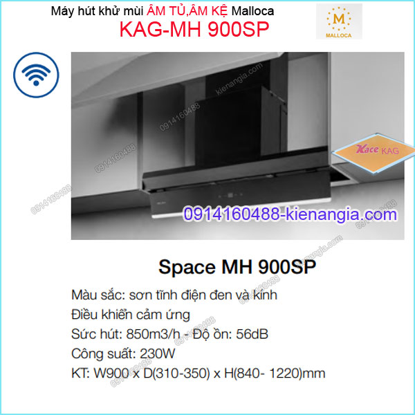 Máy hút khử mùi ÂM TỦ KỆ 900mm ĐEN Malloca KAG-MH900SP
