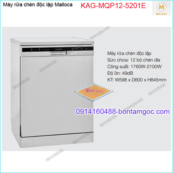 Máy rửa chén độc lập 12 bộ chén Malloca KAG-MQP125201E