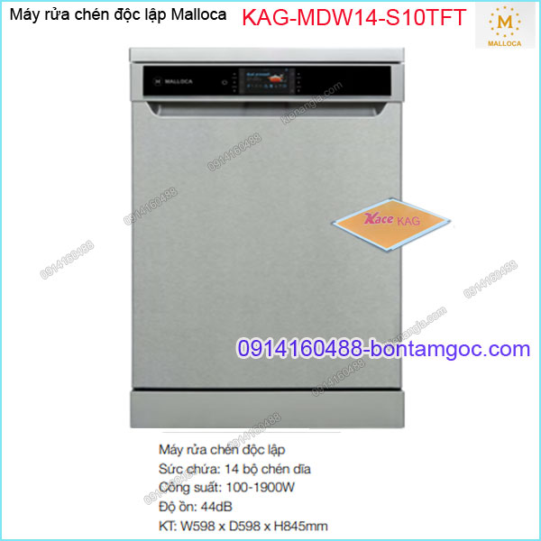 Máy rửa chén độc lập 14 bộ chén Malloca KAG-MDW14S10TFT