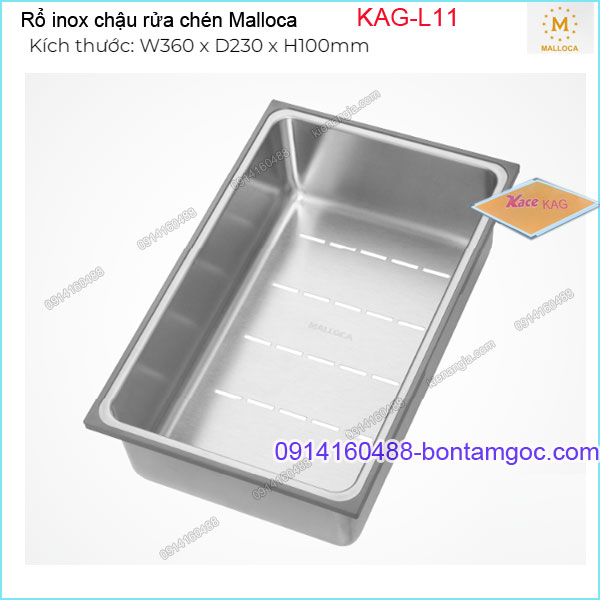 Rổ ráo INOX trên chậu rửa chén Malloca KAG-L11