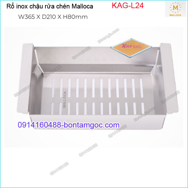 Rổ ráo INOX trên chậu rửa chén Malloca KAG-L24