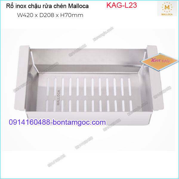 Rổ ráo INOX trên chậu rửa chén Malloca KAG-L23