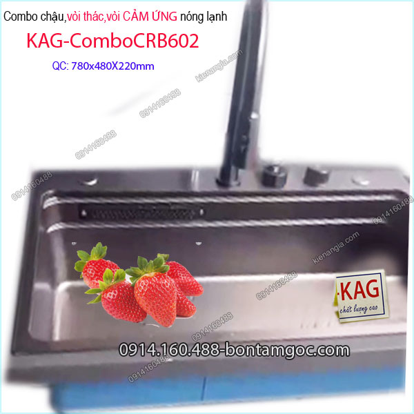Combo chậu rửa chén,vòi thác ,cảm ứng  NANO 78X48 cm-KAG-ComboCRB602