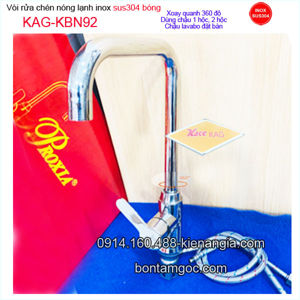 Vòi rửa chén nóng lạnh inox sus304 bóng Proxia-Thailand KAG-KBN92