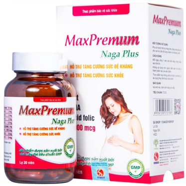 Viên uống MaxPremum Naga Plus Vesta tăng sức khỏe, đề kháng cho thai phụ (30 viên)