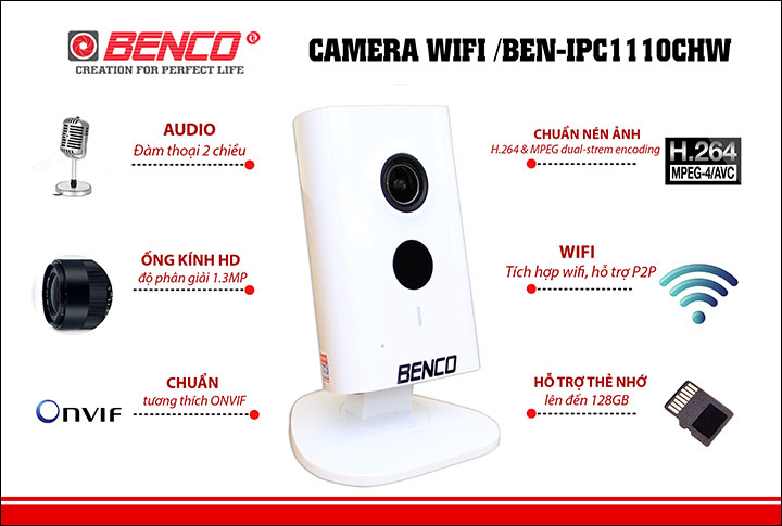 Camera BEN-IPC1110CHW có nhiều ưu điểm tiện lợi