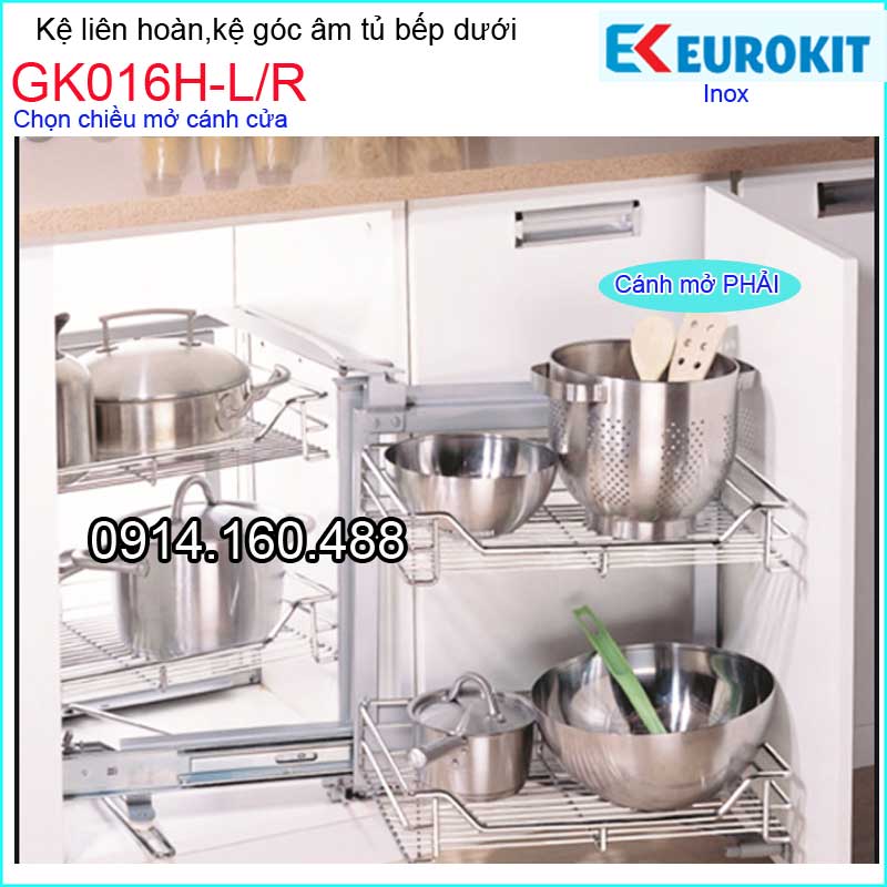 Kệ góc liên hoàn âm tủ bếp dưới EUROKITS-GK016H