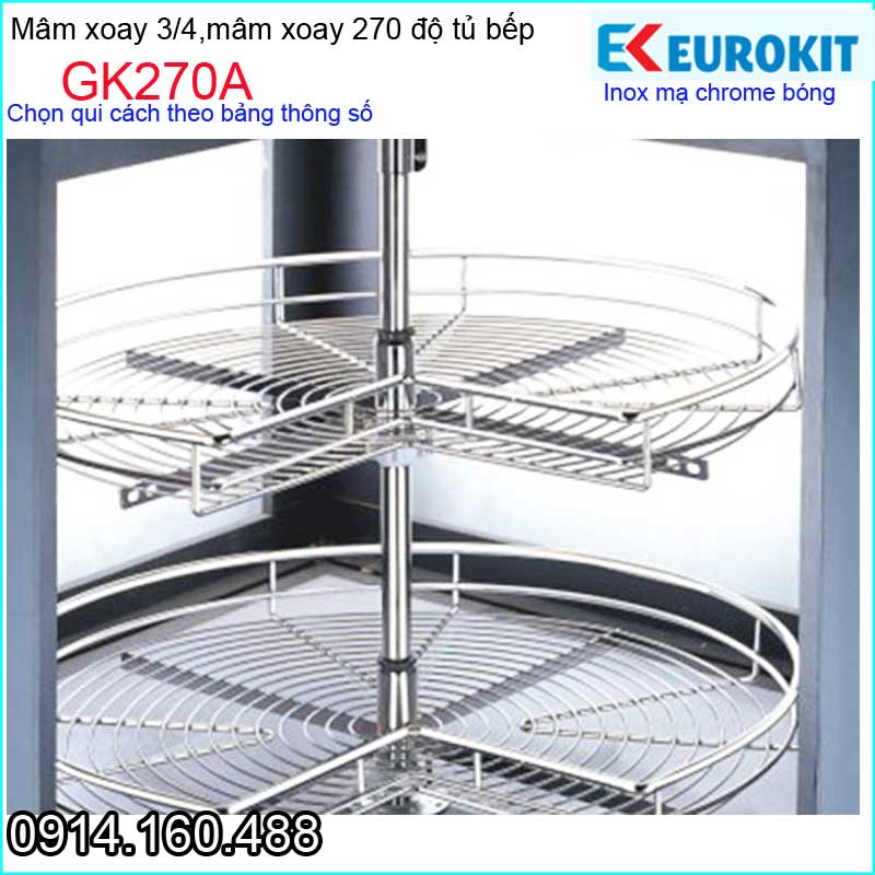 Mâm xoay 3/4,mâm xoay 270 độ âm tủ bếp EUROKITS-GK-270
