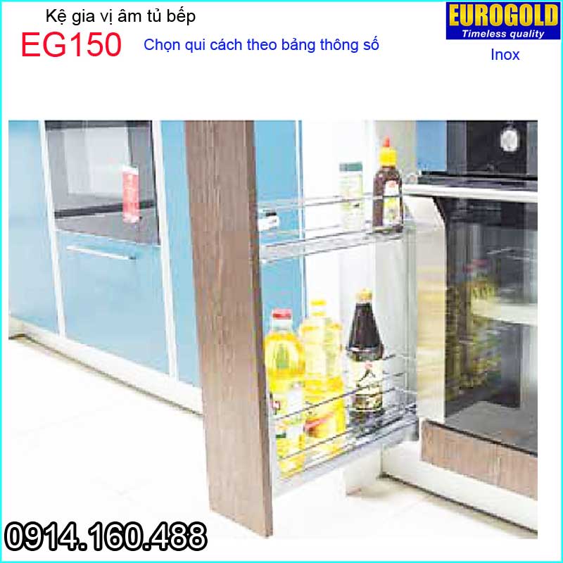 Kệ gia vị đa năng âm tủ bếp dưới EUROGOLD-EG150