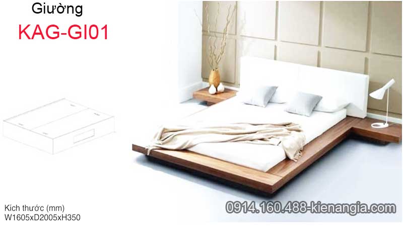 Giường ngủ phong cách nội thất gỗ hiện đại KAG-GI01