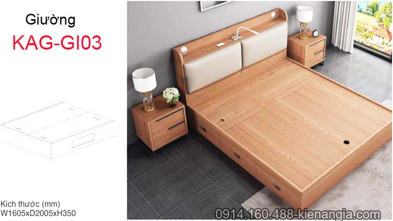 Giường ngủ phong cách nội thất gỗ hiện đại  KAG-GI03