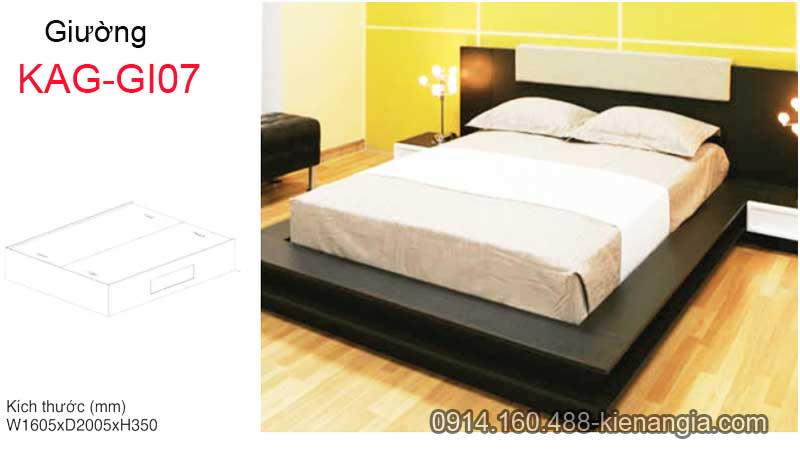 Giường ngủ phong cách nội thất gỗ hiện đại KAG-GI07