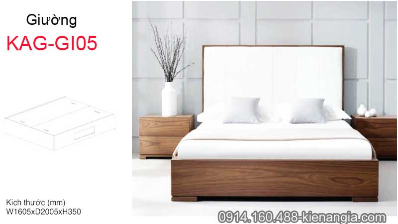 Giường ngủ phong cách nội thất gỗ hiện đại KAG-GI05