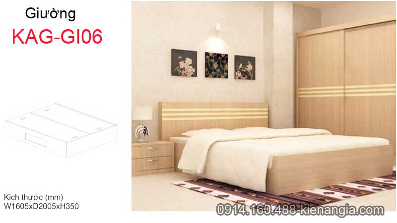 Giường ngủ phong cách nội thất gỗ hiện đại KAG-GI06