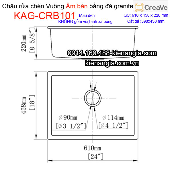 KAG-CRB101-Chau-rua-chen-da-granite-vuong-am-ban-cao-cap-Creave-1-hoc-KAG-CRB101-kich-thuoc
