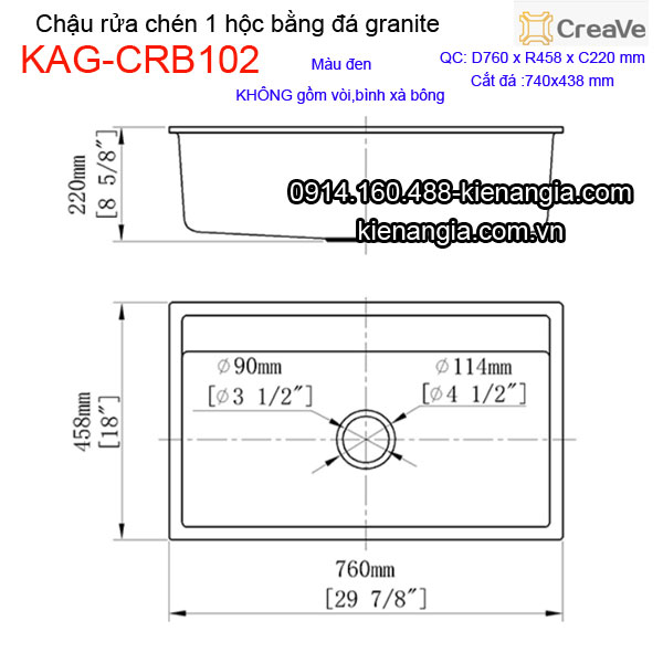 KAG-CRB102-Chau-rua-chen-da-granite-1-hoc-Creave-KAG-CRB102-kich-thuoc