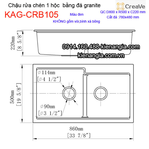 KAG-CRB105-Chau-rua-chen-da-granite-1-hoc-Creave-KAG-CRB105-kich-thuoc