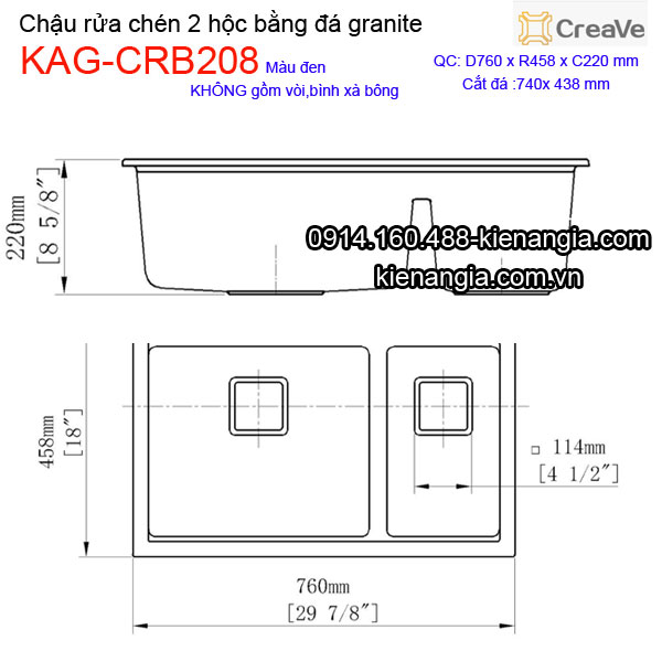 KAG-CRB208-Chau-rua-chen-da-granite-2-hoc-Creave-KAG-CRB208-kich-thuoc