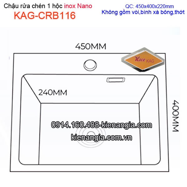 KAG-CRB116-Chau-rua-chen-1-hoc-4540-Nano-den-inox-304-KAG-CRB116-tskt