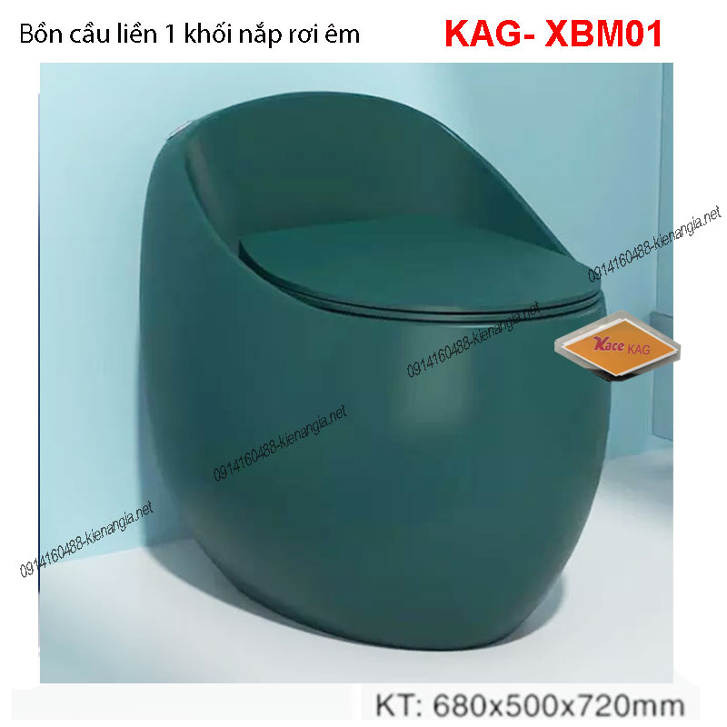 Bồn cầu trứng 1 khối màu xanh quân đội KAG-XBM01