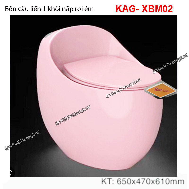 Bồn cầu trứng 1 khối màu hồng KAG-XBM02