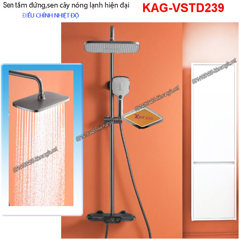 Sen tắm đứng màu xám điều chỉnh nhiệt độ bấm phím đàn KAG-VSTD239