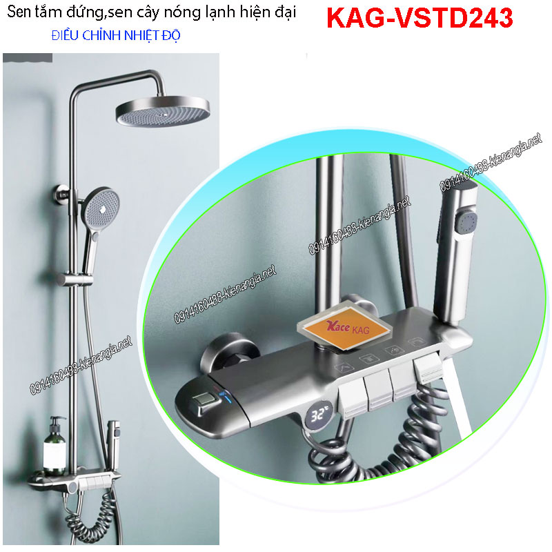 Sen tắm đứng có vòi xịt  điều chỉnh nhiệt độ bấm phím đàn KAG-VSTD243
