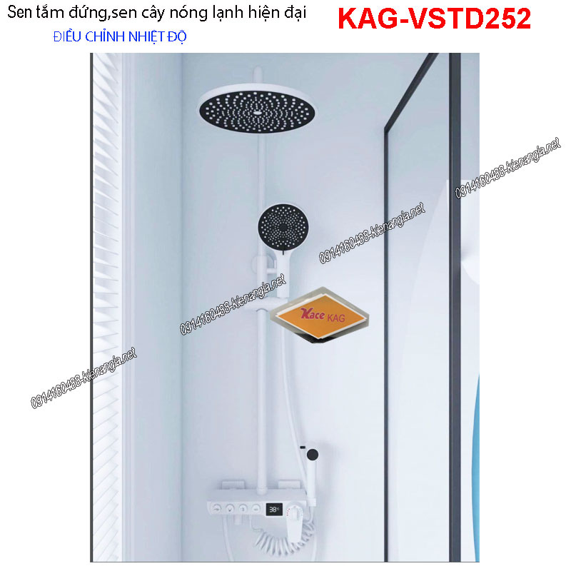 Sen tắm đứng nóng lạnh có vòi xịt màu trắng điểu chỉnh nhiệt độ KAG-VSTD252