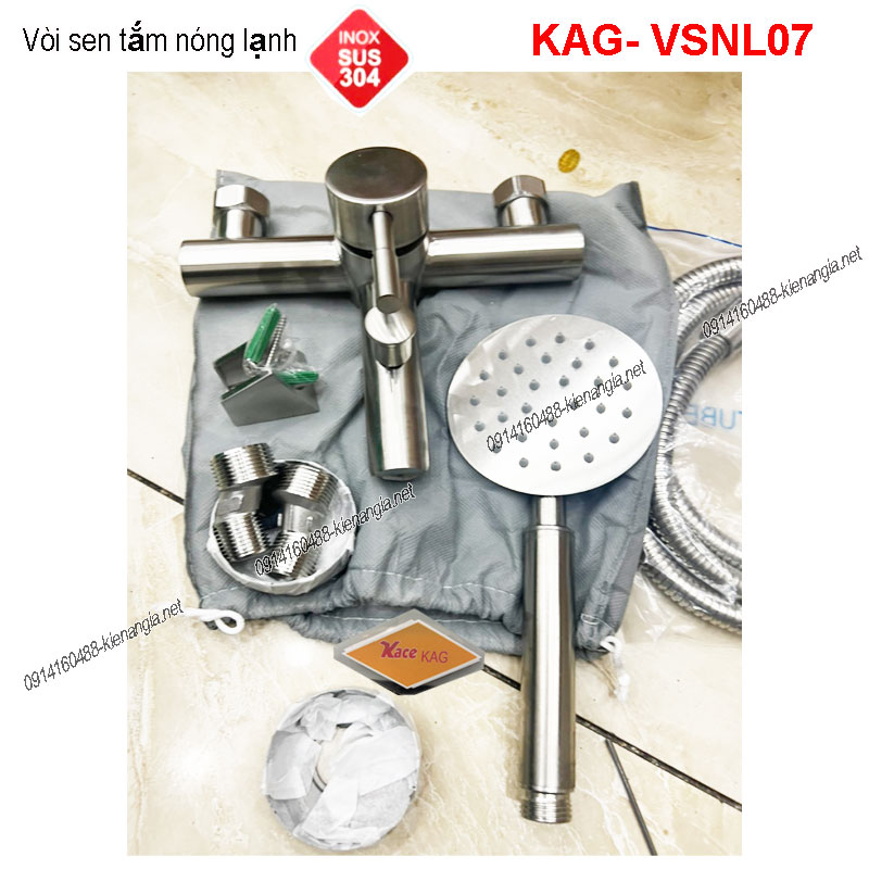 Vòi sen tắm nóng lạnh inox sus304 KAG-VSNL07