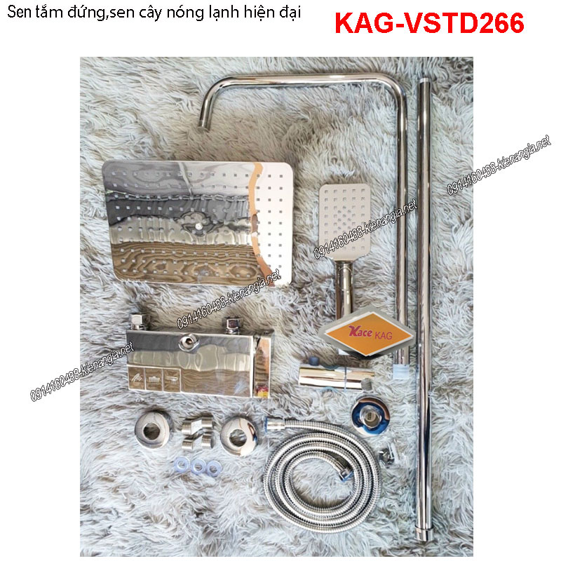 Sen tắm đứng bấm điều chỉnh nhiệt độ Chrome bóng KAG-VSTD266