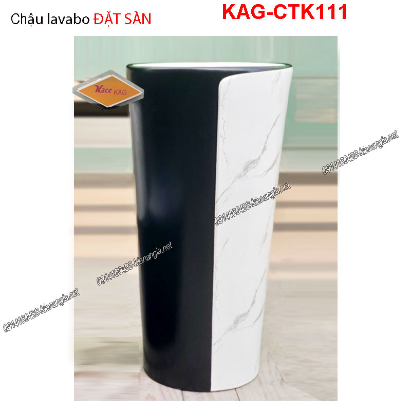 Chậu lavabo ĐẶT SÀNmàu trắng đen vân khói KAG-CTK111