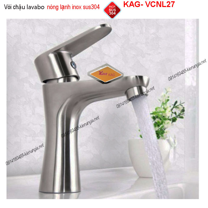 Vòi chậu lavabo INOX SUS304 nóng lạnh KAG-VCNL27