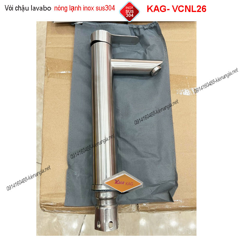 Vòi chậu lavabo INOX SUS304 30cm  nóng lạnh KAG-VCNL26