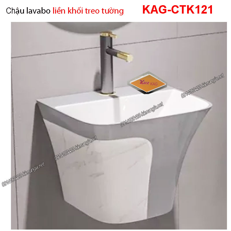 Chậu lavabo liền khối  Trắng xám KAG-CTK121