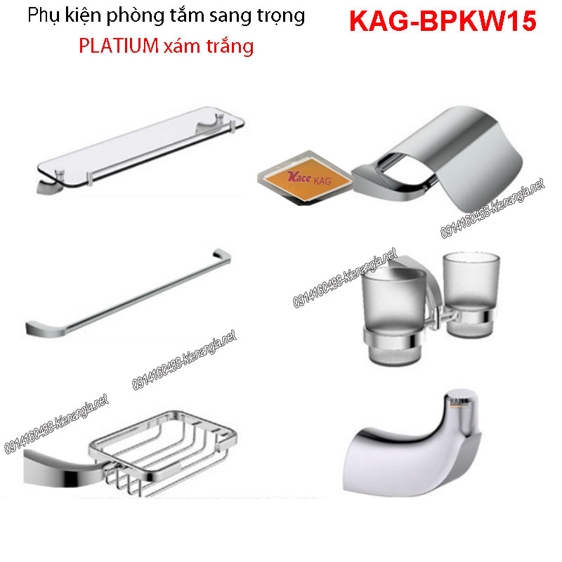Bộ phụ kiện phòng tắm platim xám trắngKAG-BPKW15