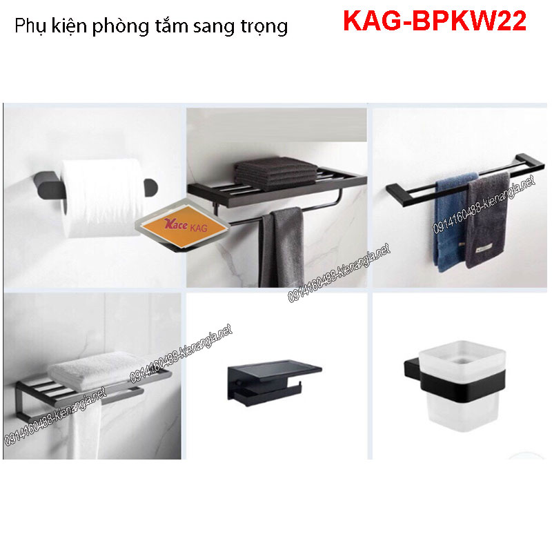 Bộ phụ kiện phòng tắm ĐEN sang trọng KAG-BPKW22