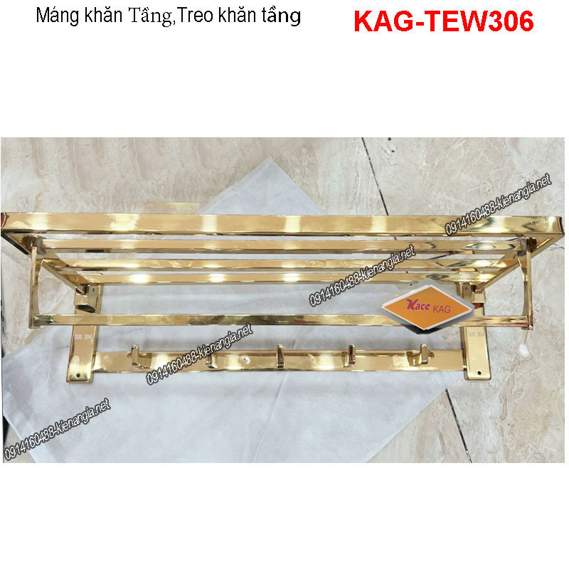 Máng khăn tầng có móc màu Vàng 24K Lung linh KAG-TEW306