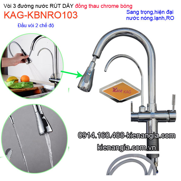 Vòi rửa chén RÚT DÂY  có lọc nước uống RO KAG-KBNRO103