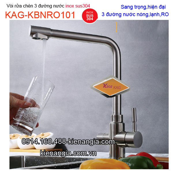 Vòi rửa chén nóng lạnh có lọc nước uống RO inox 304 KAG-KBNRO101