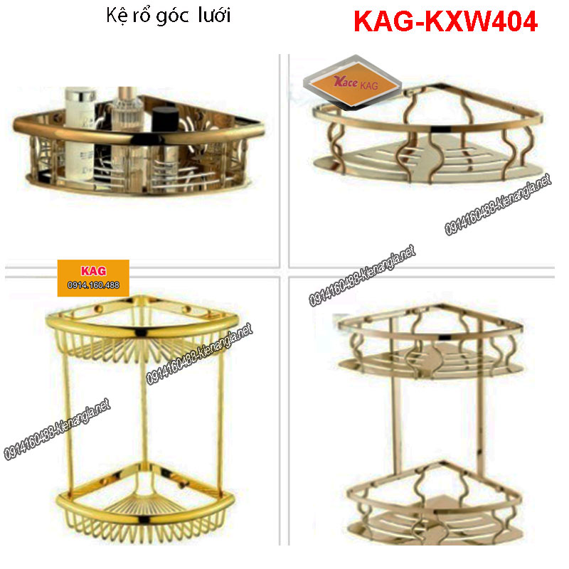 Kệ rổ lưới phòng tắm vàng 24K KAG-KXW404