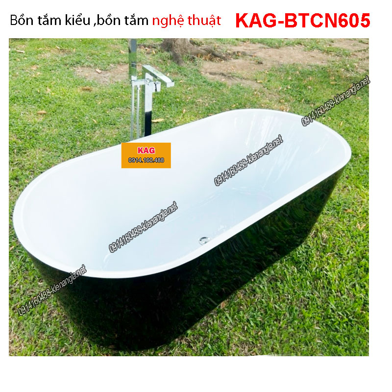 Bồn tắm kiểu Oval độc lập Đen trắng KAG-BTCN605