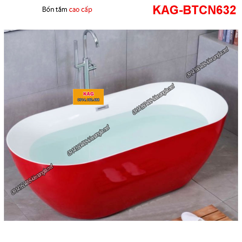 Bồn tắm kiểu Oval Đỏ trắngKAG-BTCN632