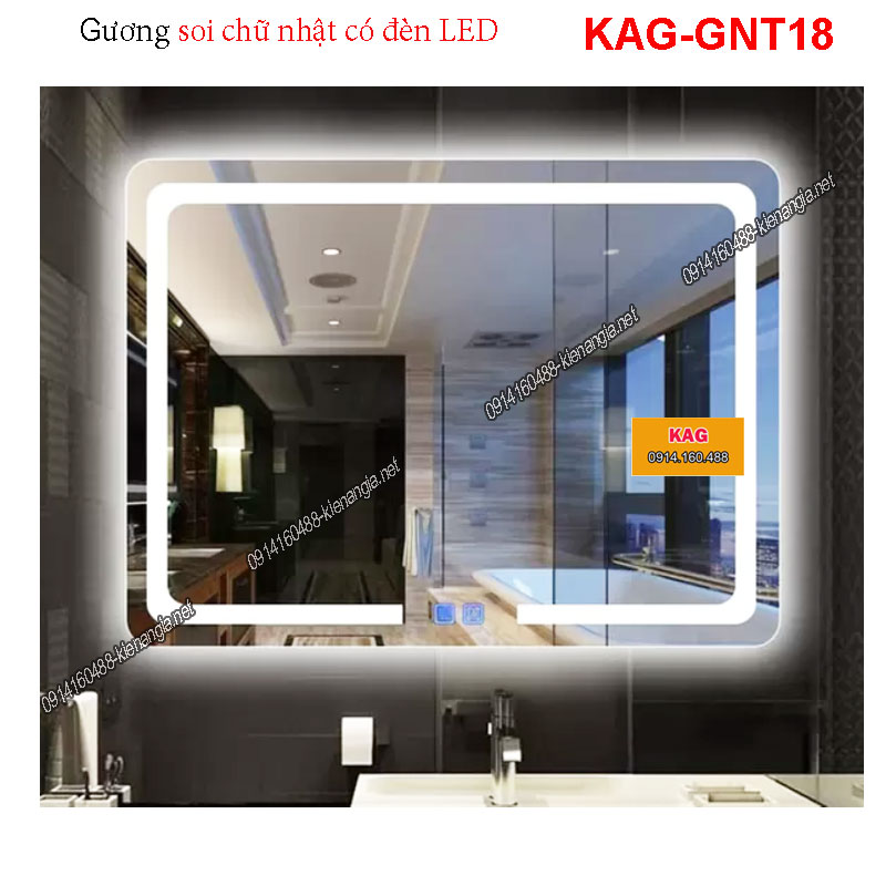 Gương soi Vuông có đèn LED cảm ứng KAG-GNT18