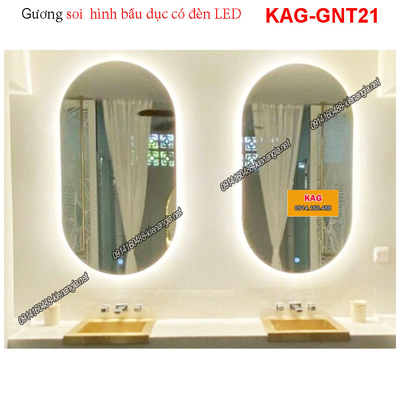 Gương soi bầu dục có đèn LED cảm ứng KAG-GNT21