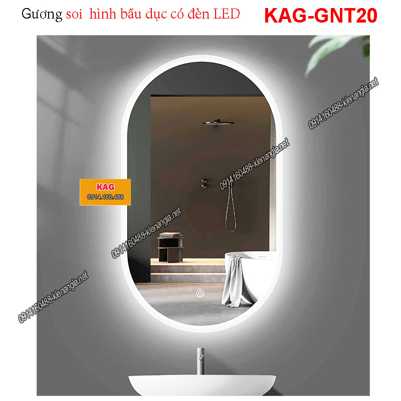 Gương soi bàu dục có đèn LED cảm ứng KAG-GNT20