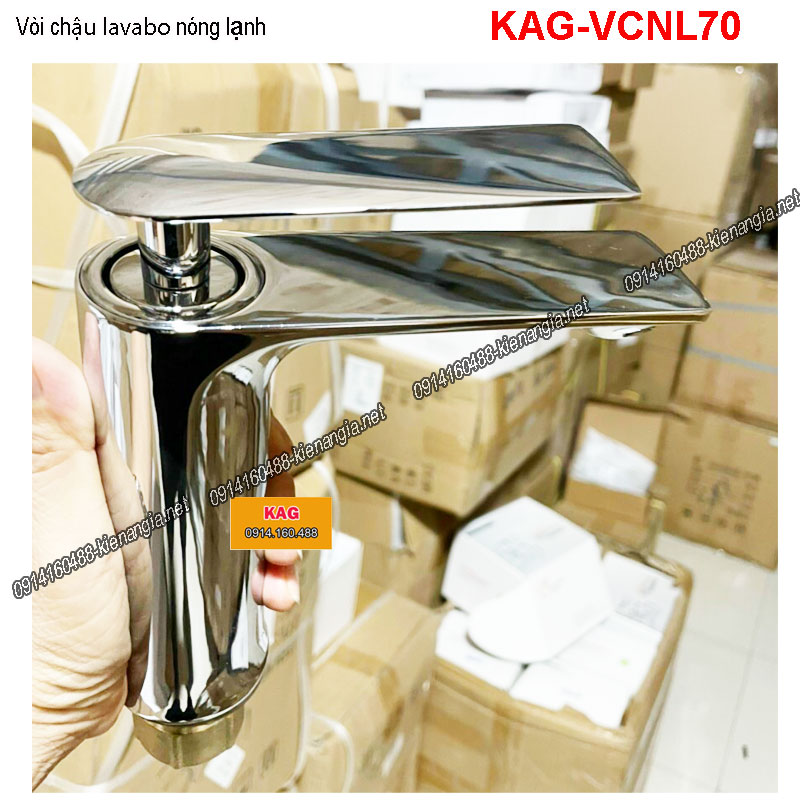 Vòi Chậu lavabo nóng lạnh Chrome bóng KAG-VCNL70