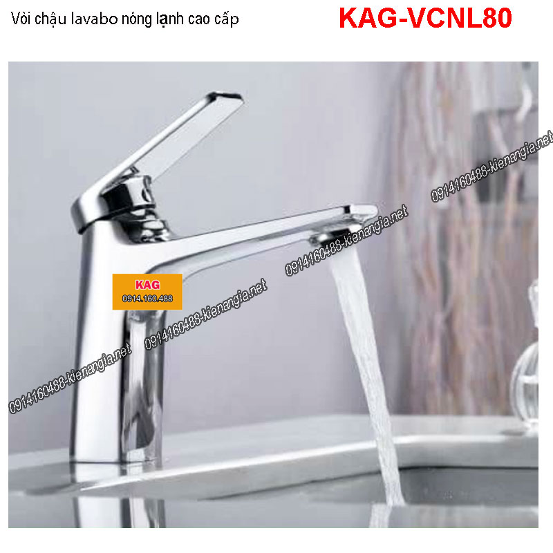 Vòi Chậu lavabo nóng lạnh Chrome bóng KAG-VCNL80